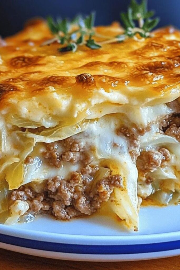 Creamed Cabbage and Ground Beef Casserole is delicious