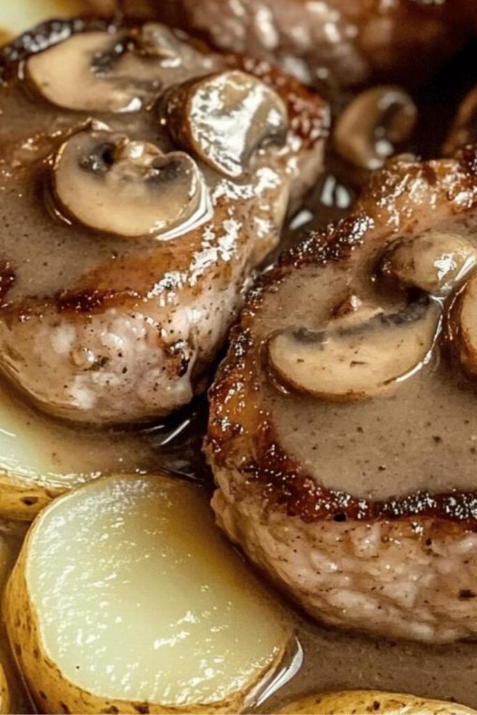 Savory Baked Chops with Creamy Mushroom Sauce delight