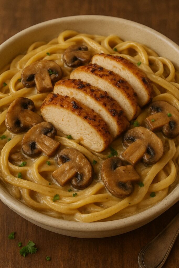 Creamy Chicken and Mushroom Pasta is a delight