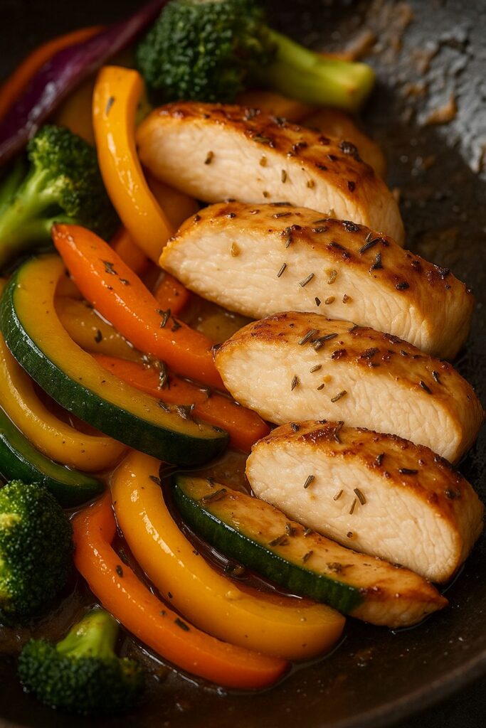 Garlic Herb Chicken & Veggie Stir-Fry is delicious