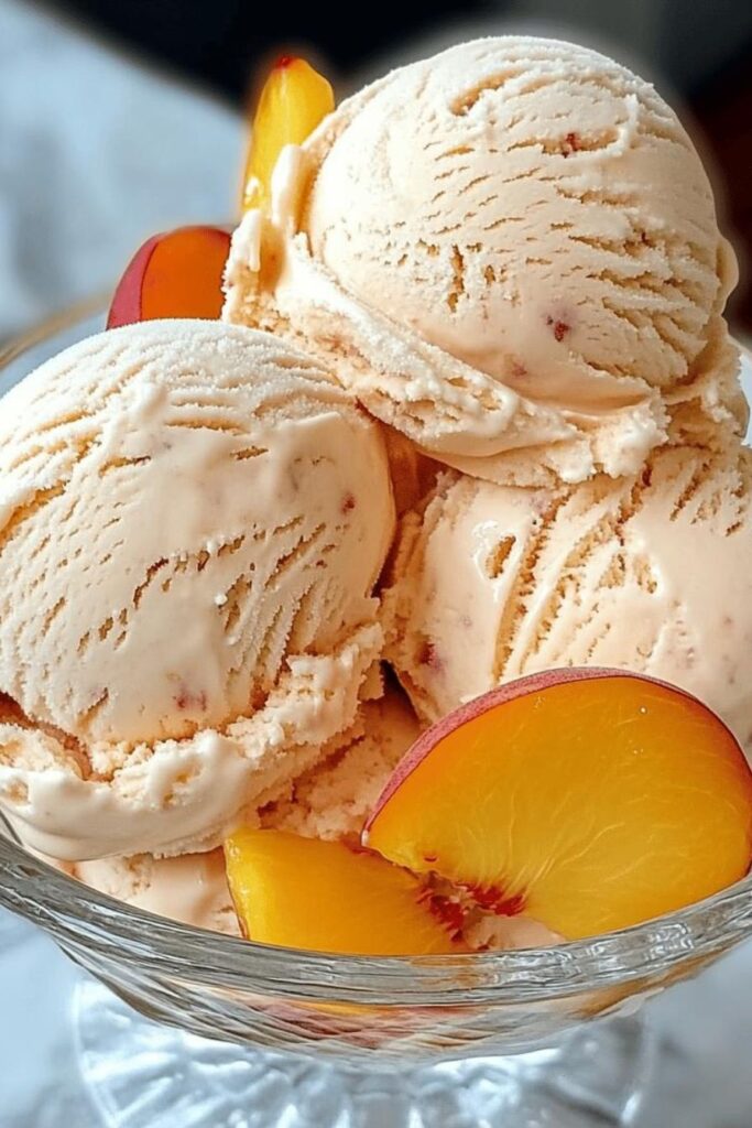 Homemade Peach Ice Cream Delight is a must-try