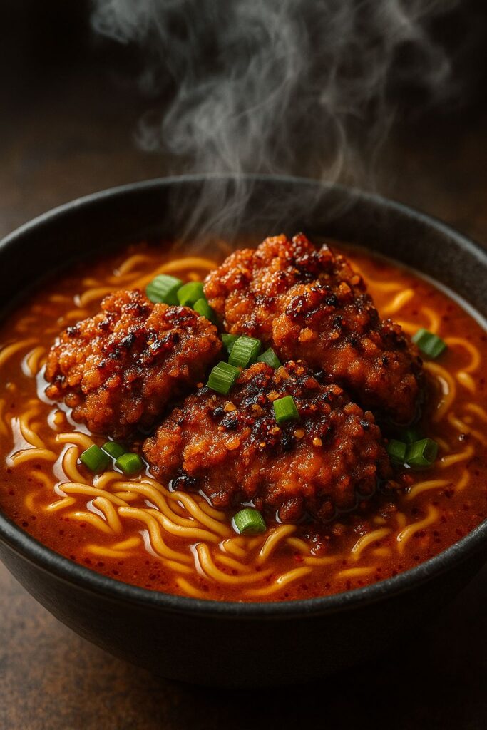 Spicy Ramen with Chili Crisp Chicken is a must-try